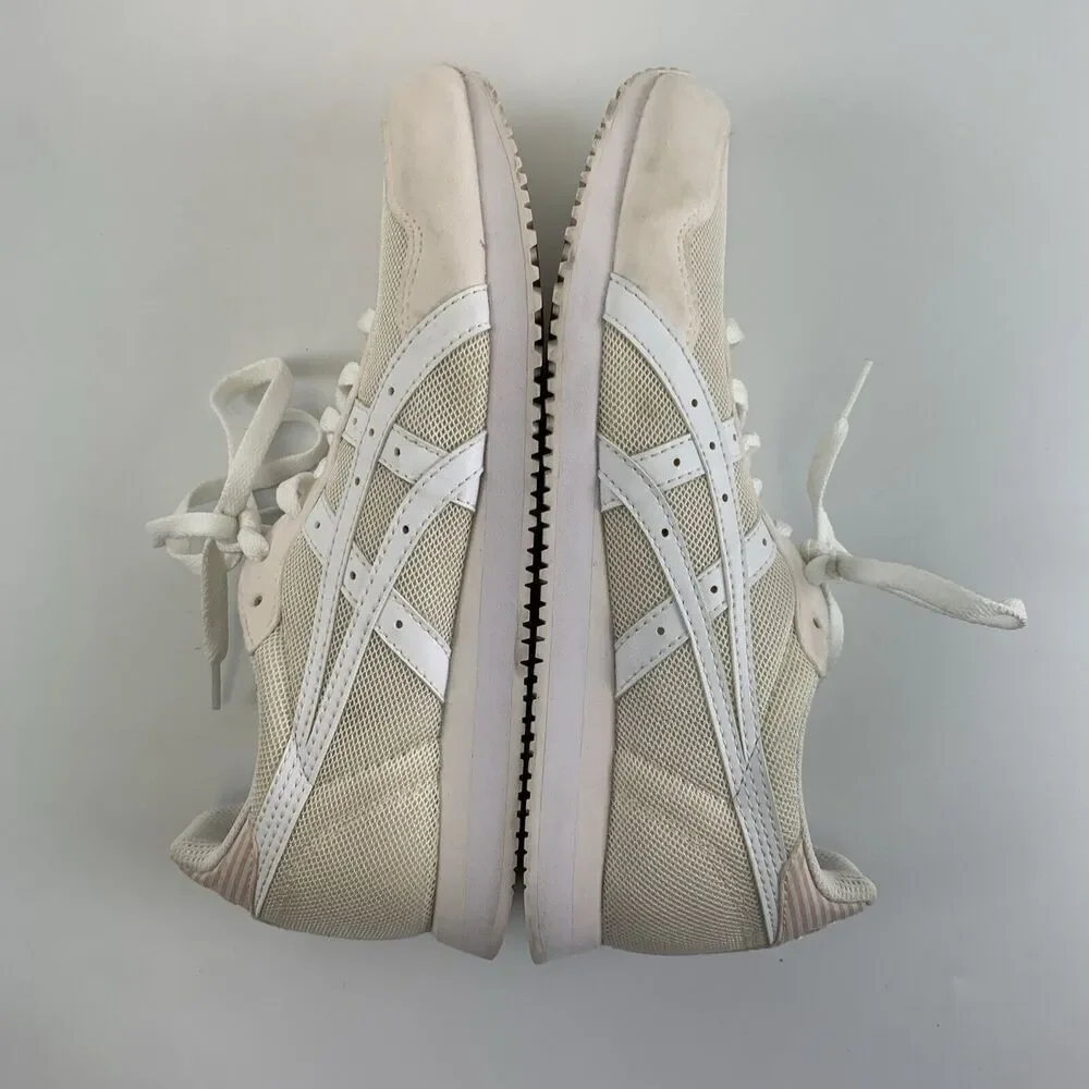 ASICS Tiger Runner Ginger Peach White Back Striped Low Lace Up Light Womens 8.5